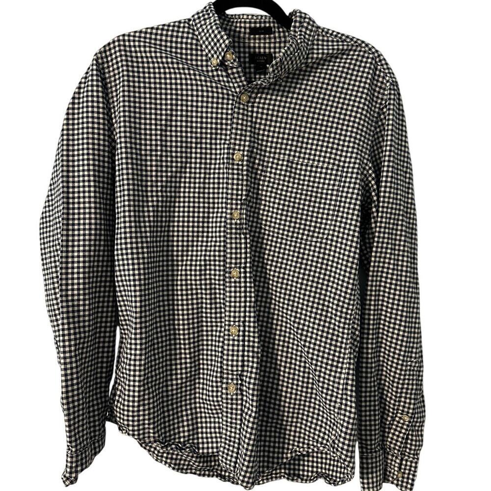 J. Crew Oxford Size Medium Black White Checked Button Down Preppy